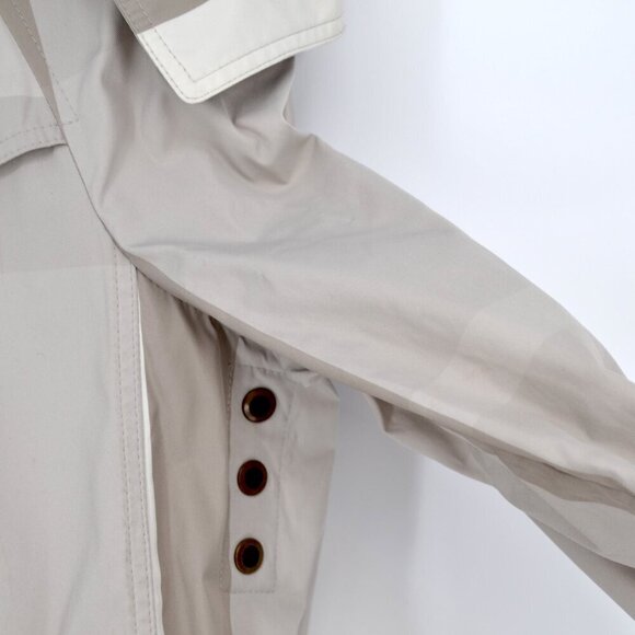 BURBERRY BRIT Checked Twill Jacket Hooded Drawstring Neutral Beige Women's 10 - Picture 7 of 13